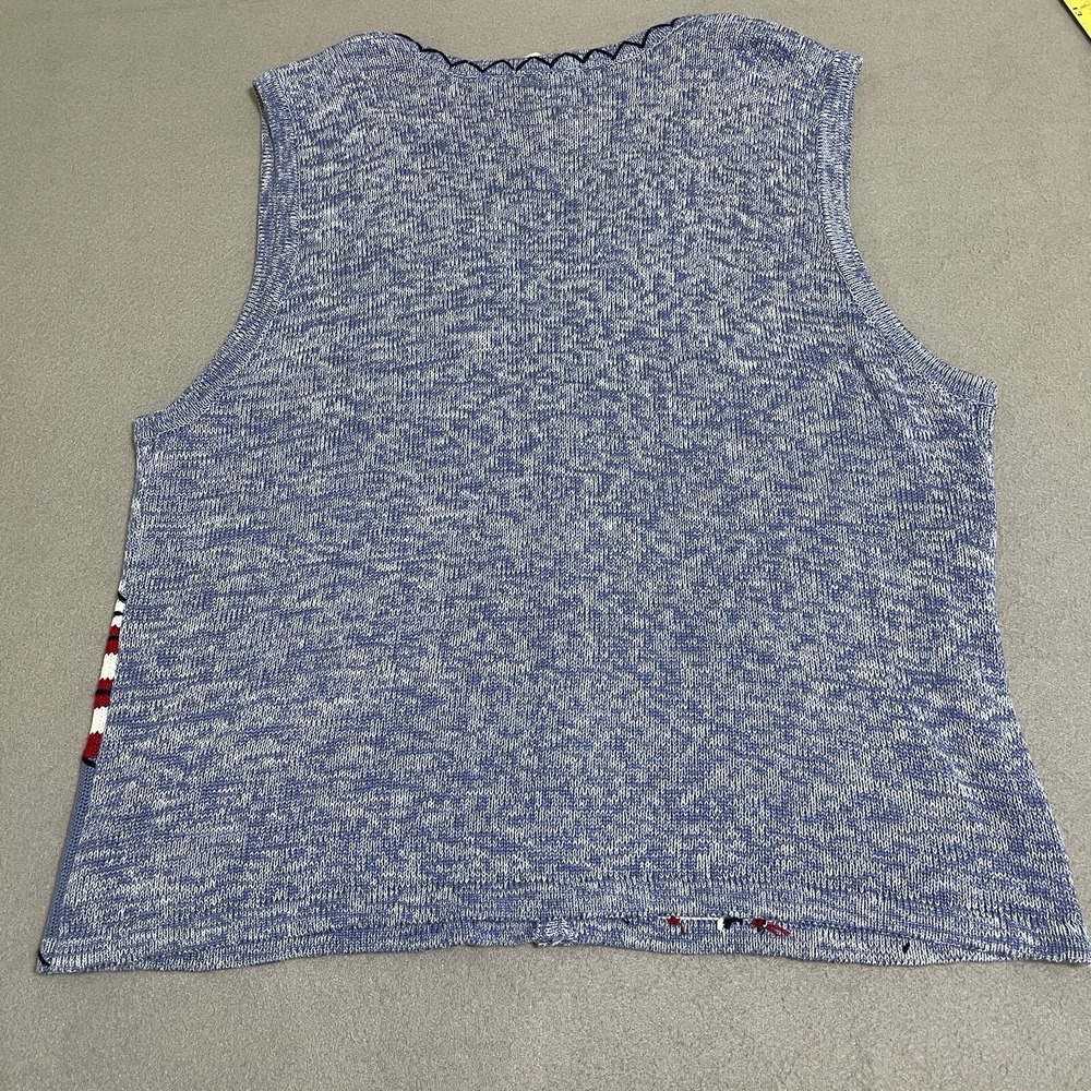 Vintage Women's Vest  Patriotic Button Down‎ Sweater Vest Embroidered Top 90s - Picture 16 of 16